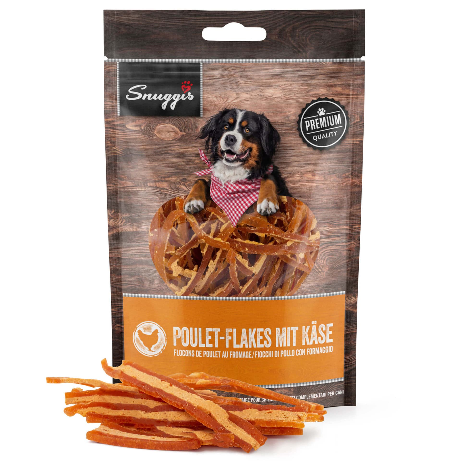 Friandises pour chiens flocons de poulet au fromage