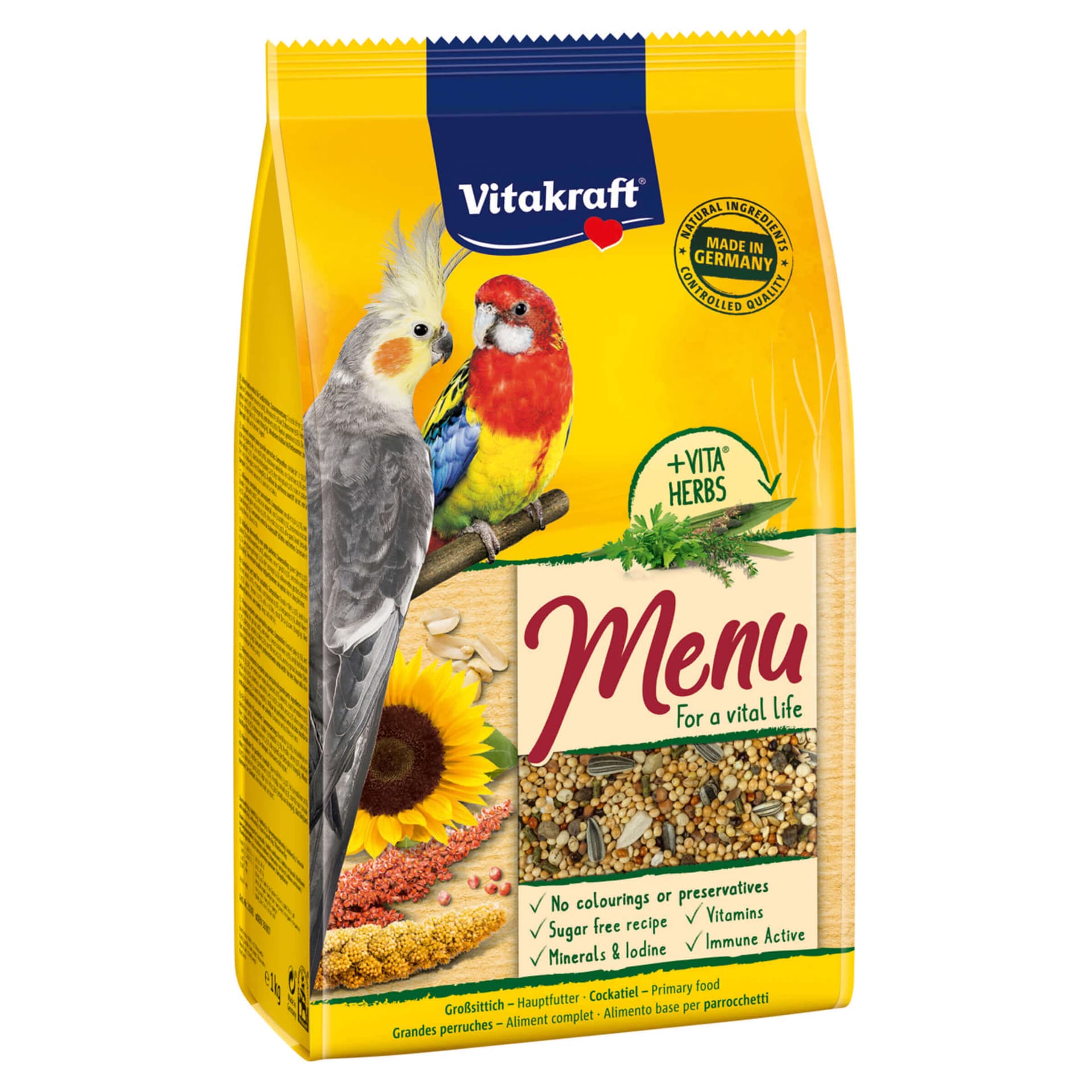 Menu pour les grandes perruches