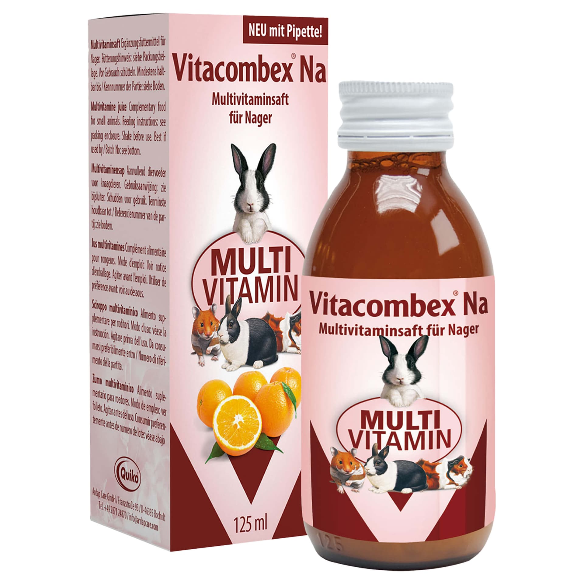 Vitacombex Na : jus multivitaminé pour petits mammifères