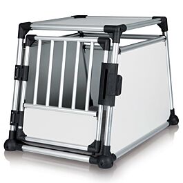 Box de transport, aluminium, M–L: 63 × 65 × 90 cm, argent/gris clair