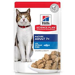 Hill's Nourriture humide pour chats Science Plan Mature Adult 7+ avec du poisson d'océan